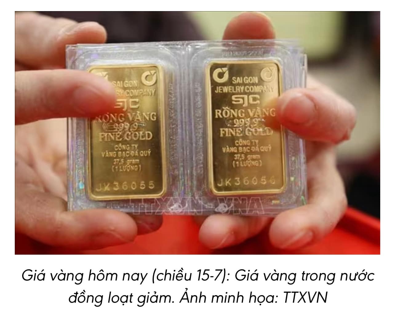 📉 Giá vàng trong nước đồng loạt giảm