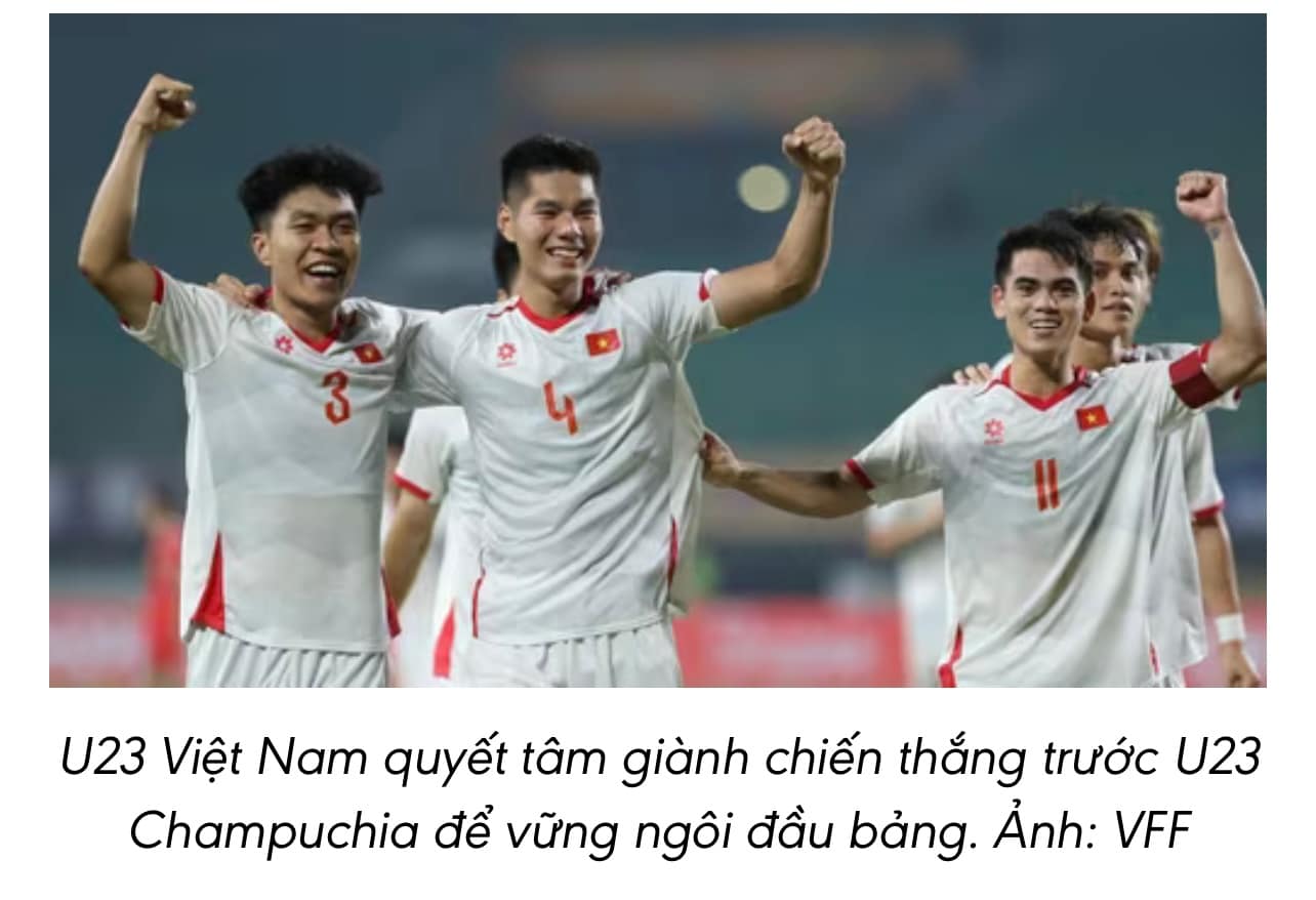 U23 Việt Nam – U23 Campuchia: Trận quyết định ngôi đầu bảng